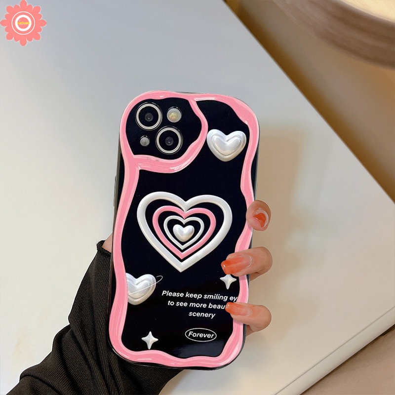 Fashion Art Huruf Smile Love Heart Case Untuk Redmi10 9A 9 9T A2 10A 9C NFC A1 10C Redmi Note8 9 10 11 11s 10S 10Pro Max POCO M3 3D Wavy Curved Edge Glossy Lembut Shockproof Cover