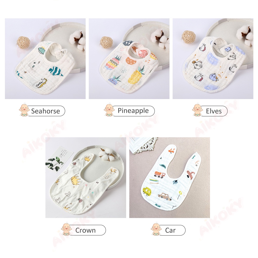 AIKOKY Celemek Menyusui Bayi Bentuk U / Slaber Makan Bayi / Bib Bayi 21x30cm