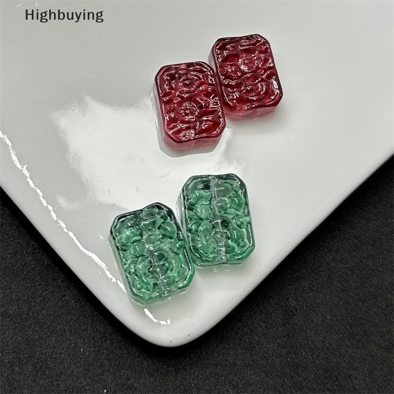 Hbid 10Pcs Manik-Manik Persegi Panjang13 * 23mm Panjang Square Glass Bead Batu Alam Segi Kristal Perhiasan Kalung Liontin Aksesoris Glory