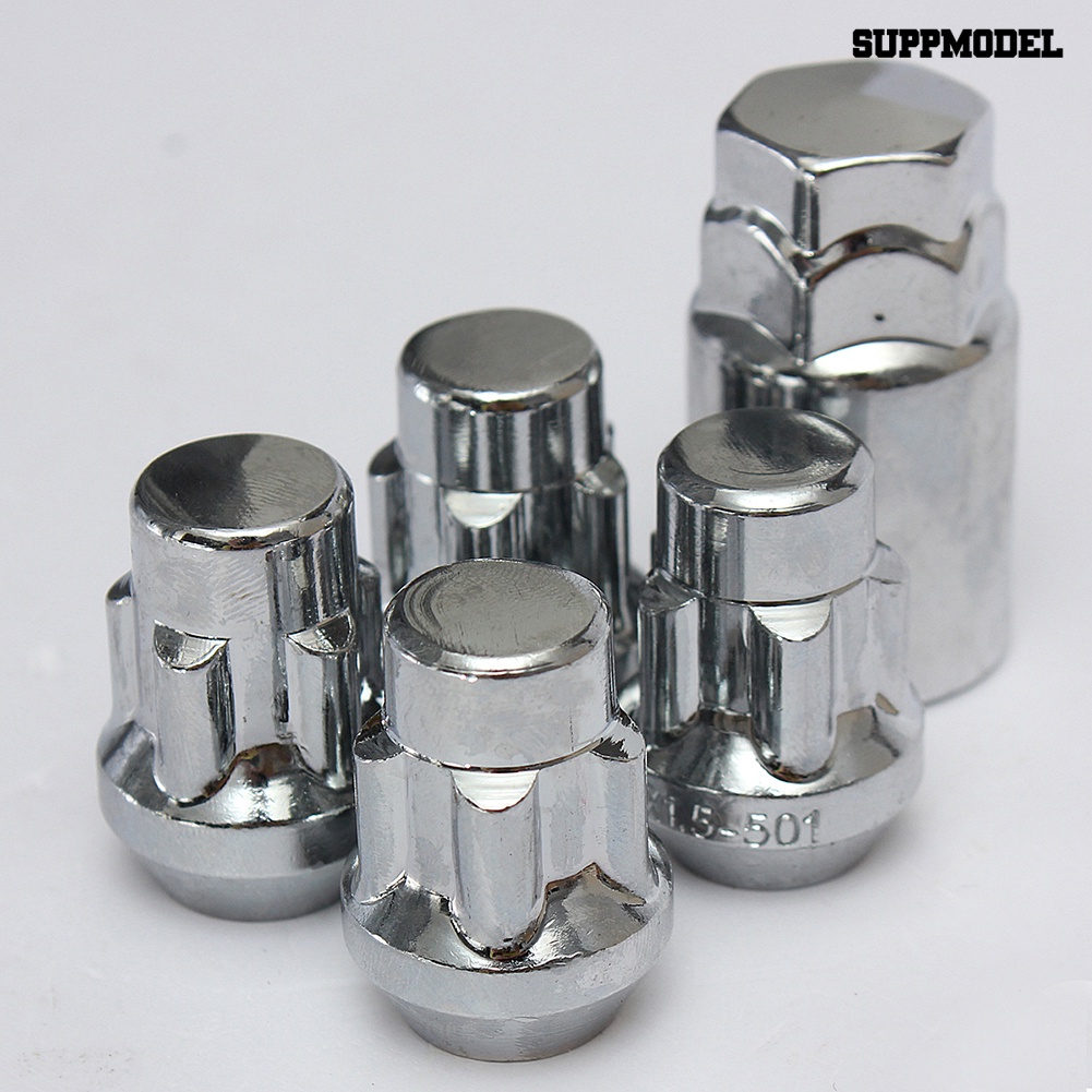 [SM Otomatis] 4Pcs 12x1.5mm 60derajat Tapered Alloy Wheel Lock Baut Mur Anti Maling Dengan Kunci