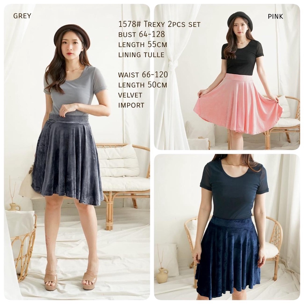 Setelan Baju Dan Rok Wanita TREXY Import