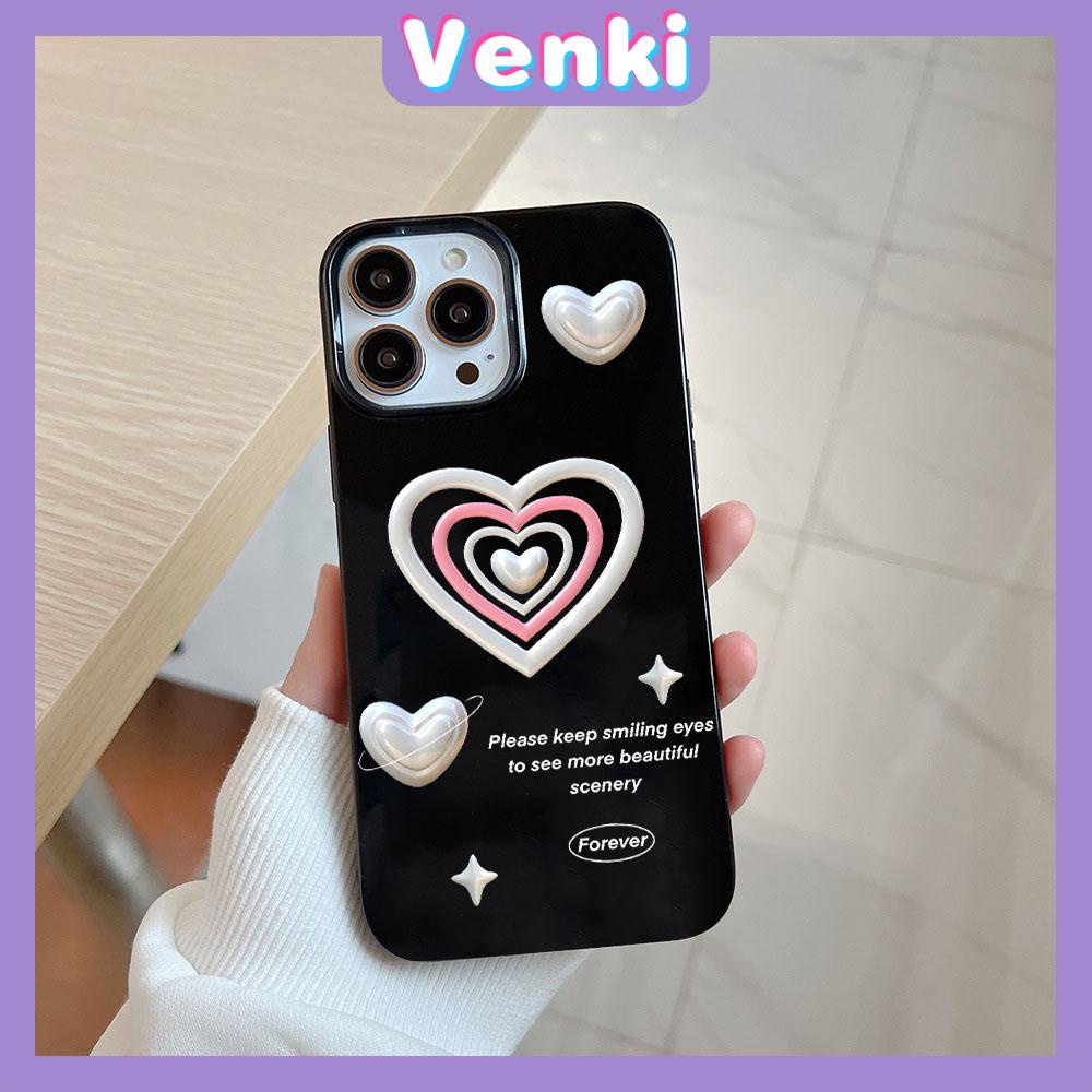 VENKI - For iPhone 11 iPhone Case Black Glossy TPU Soft Case Shockproof Protection Camera Sweet Love Compatible with iPhone 14 13 Pro max 12 Pro Max xr xs max 7Plus 8Plus