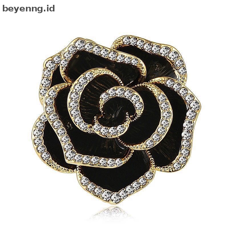 Beyen 1Pc Bros Bunga Camelia Berlian Imitasi Untuk Wanita Pin Enamel Perhiasan Fashion ID