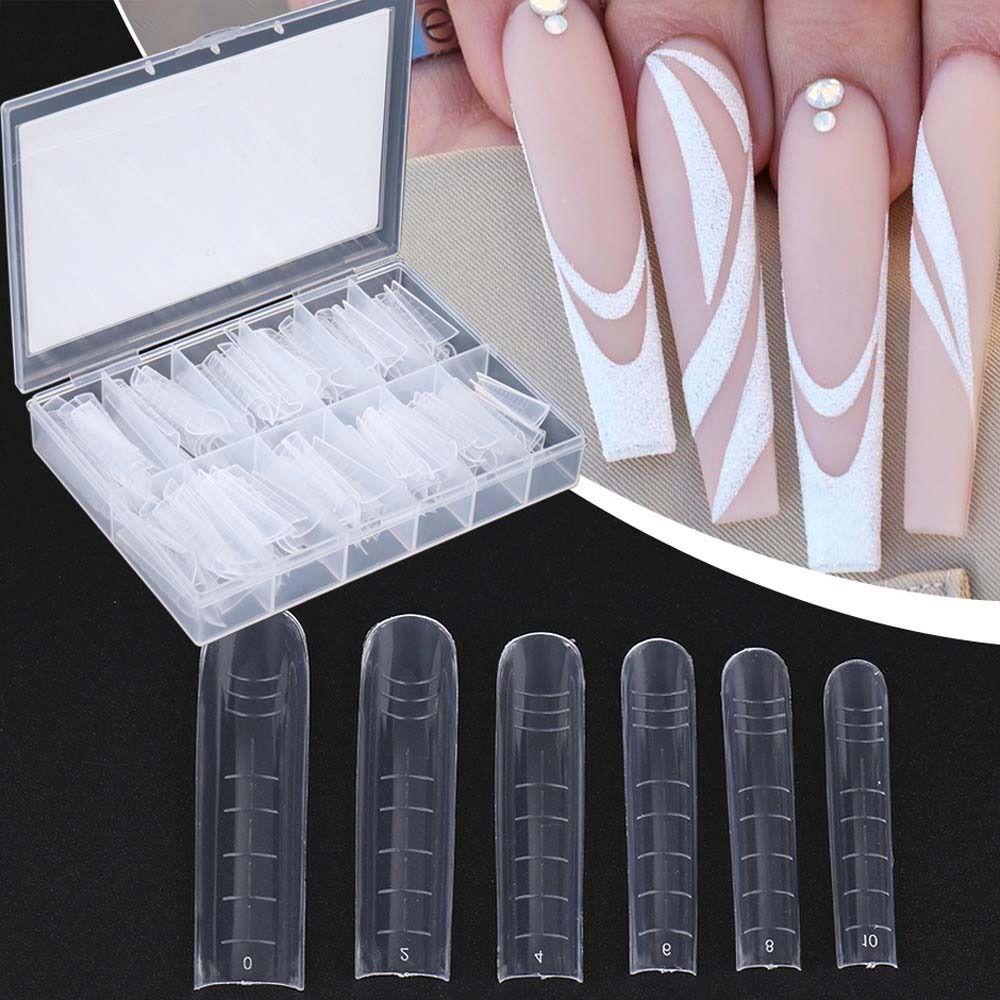 Needway Cetakan Kuku Palsu Jepang Bening Buatan Nail Manicure Tools Full Cover Bentuk Kuku Poly Nail Art Tips Kuku Palsu Kit