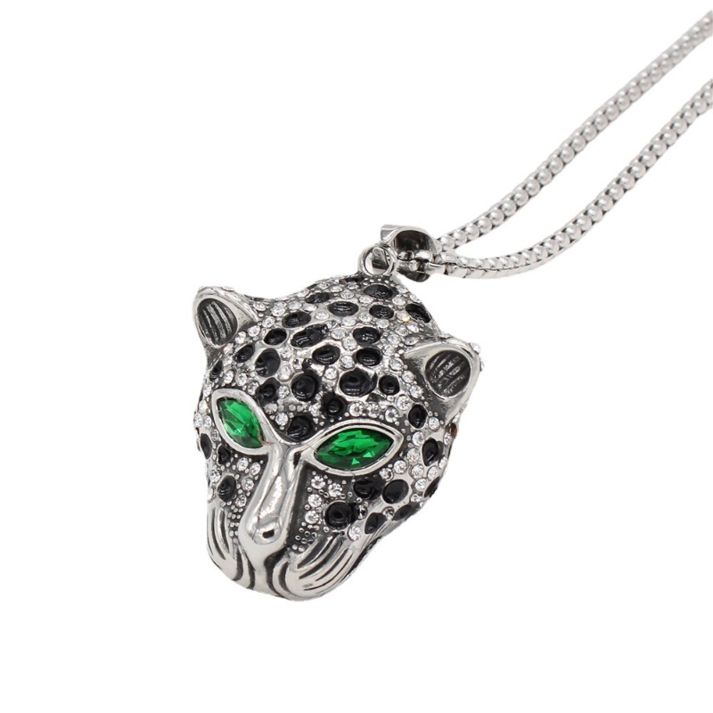 P0835 Perhiasan Perdagangan Luar Negeri Grosir Unik Retro Kepala Harimau Pria Hip Hop Titanium Steel Kalung