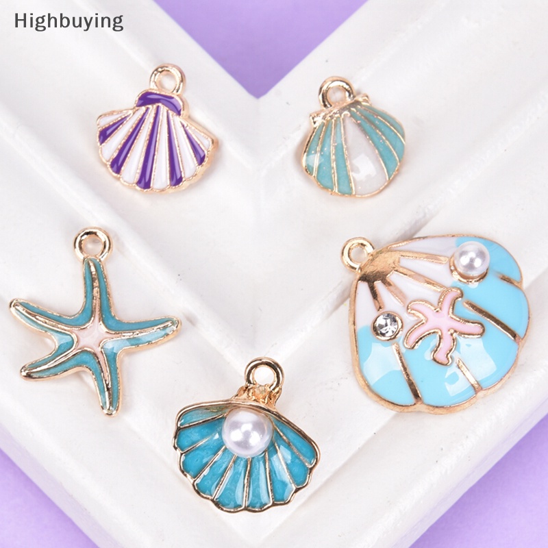 Hbid 10pcs/lot Enamel Sea Starfish Shell Ch Liontin DIY Membuat Perhiasan Temuan Glory