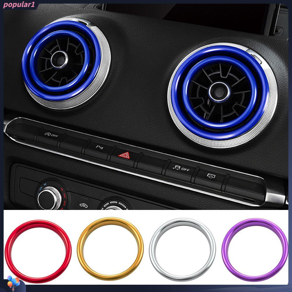 Populer 4PCS Exhaust port AC Ring Fitting Gaya Mobil Lingkaran Hias Versi Tempel Dekorasi Outlet Udara Untuk Untuk Audi A3 8V 2013-2017