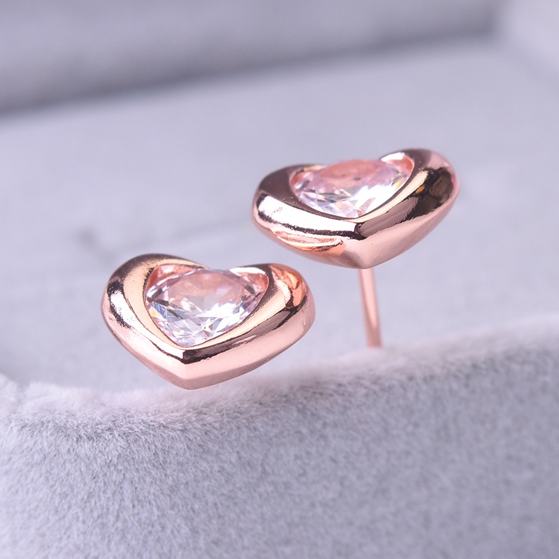 Goldkingdom Aksesoris Perhiasan Fashion Ready Stock Klasik Cinta Berbentuk Anting Rose Gold Engagement Earrings