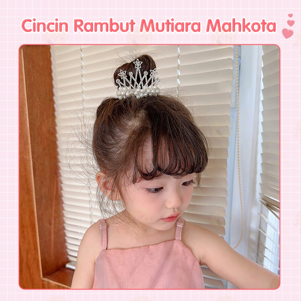 Lacoo Ikat rambut anak motif mahkota mutiara Tali rambut anak puteri mahkota