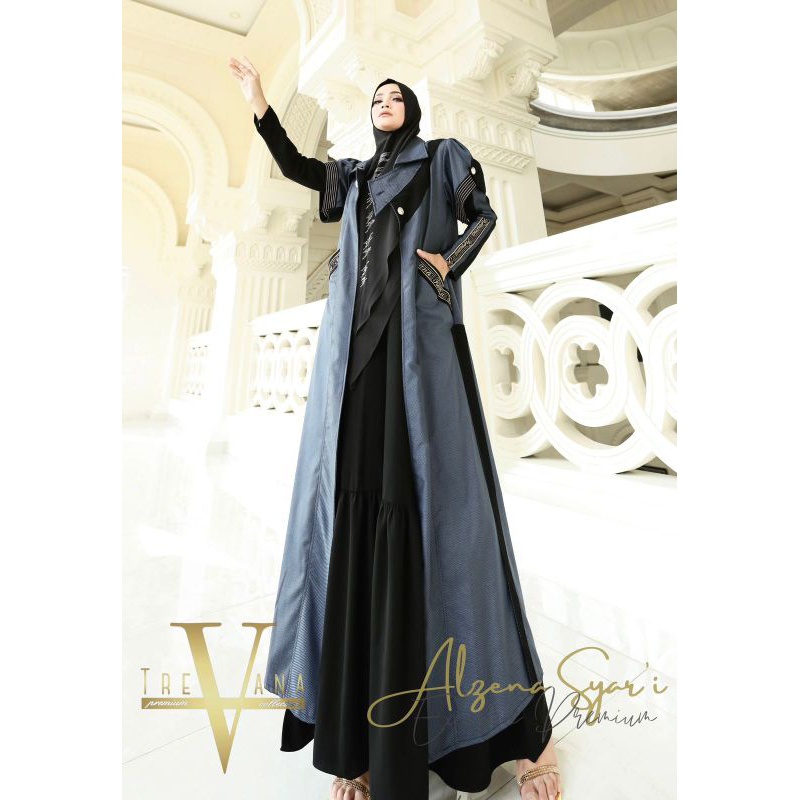 Alzena Syar'i original by trevana dress set hijab 3 in 1 cardigan bisa lepas pasang trevana original terbaru newCOD dress gamis terbaru murah mewah elegan lebaran