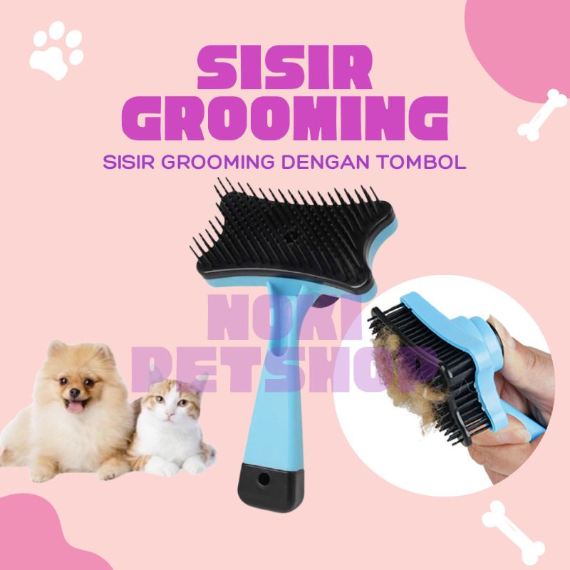 [BISA COD] SISIR GROOMING KUCING TOMBOL | SISIR GROOMING PRESS KUCING ANJING TIMMER TOMBOL SISIR BULU PET BRUSH SISIR KUCING ANJING PRESS PEMBERSIH BULU RONTOK SISIR GROOMING BRUSH ANJING KUCING KELINCI SELF QUICK CLEANING TOMBOL