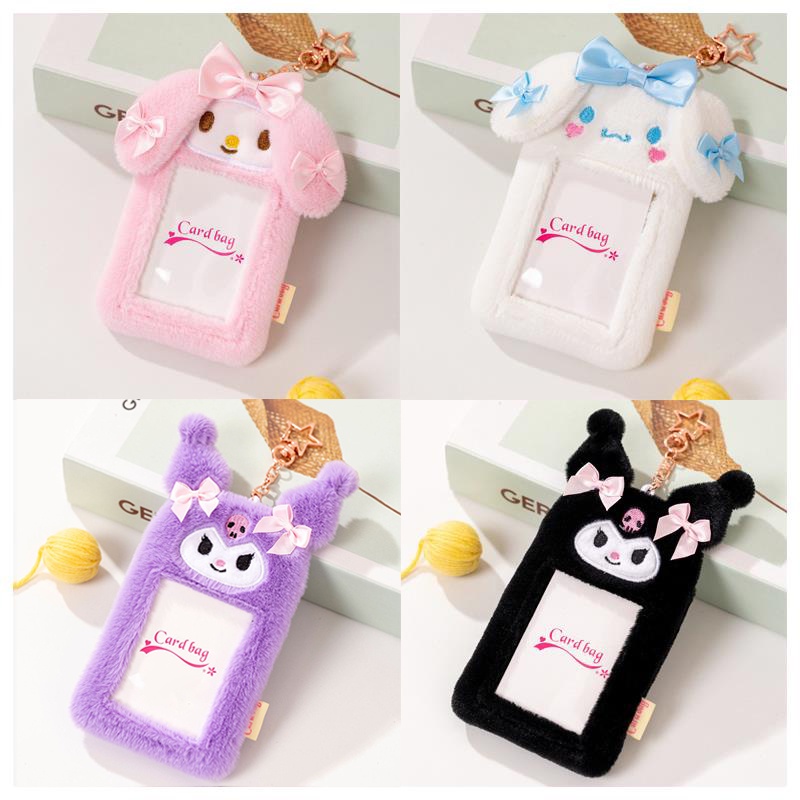 Sanrio 3inch Kartun Mewah Kpop Album Card Holder Kartu Bus Bank ID Card Pelindung Display Lengan Siswa Tas Liontin Hadiah