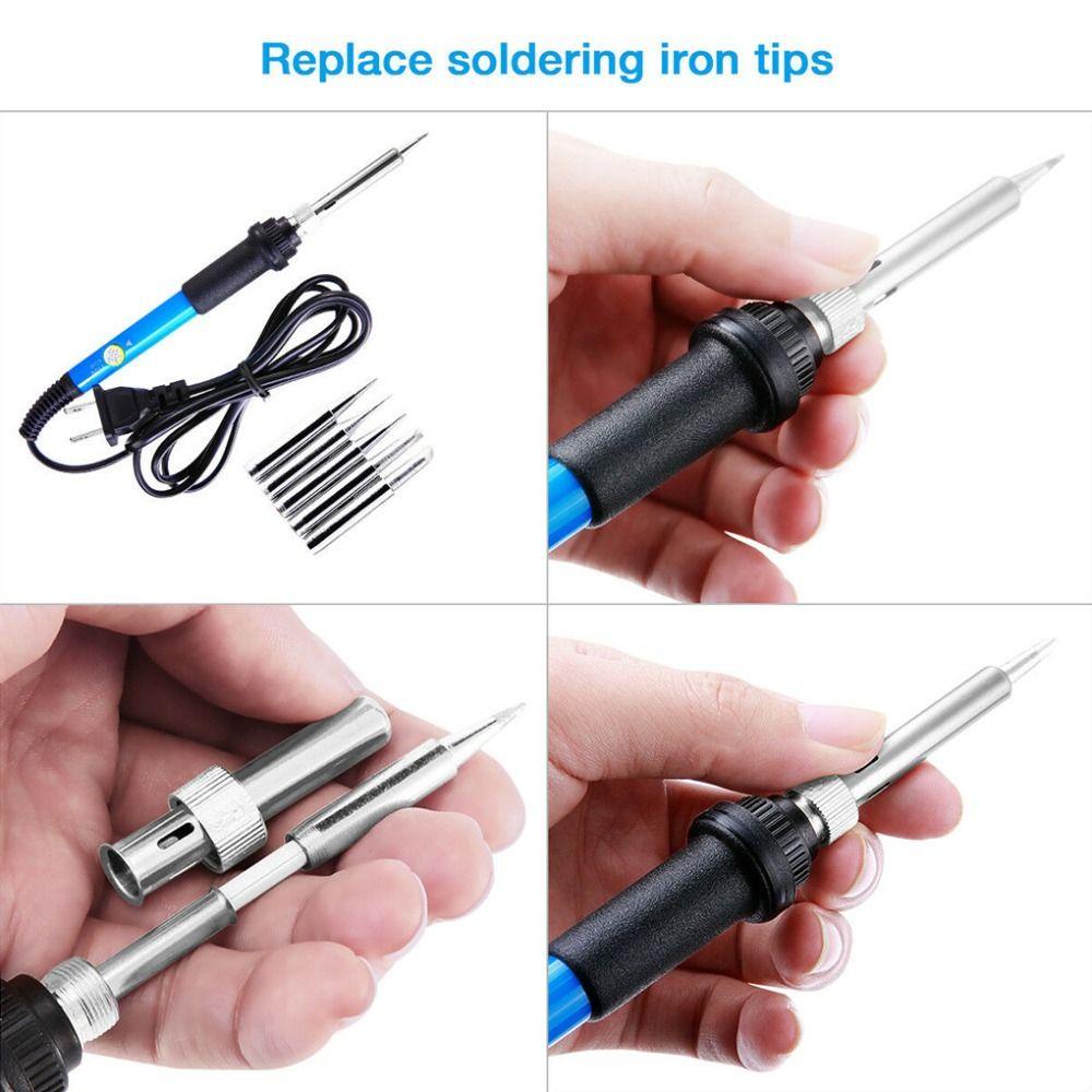 Lanfy Solder Iron Solder Aksesoris 60W Suhu Yang Dapat Disesuaikan Alat Perbaikan Las Rework Station Pensil Panas Las Listrik