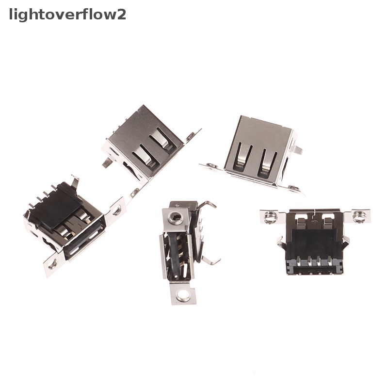 [lightoverflow2] 5pcs Micro USB 2.0 Female Jack USB Port Dock Connector Tail Charging Socket Dengan Lubang Sekrup [ID]