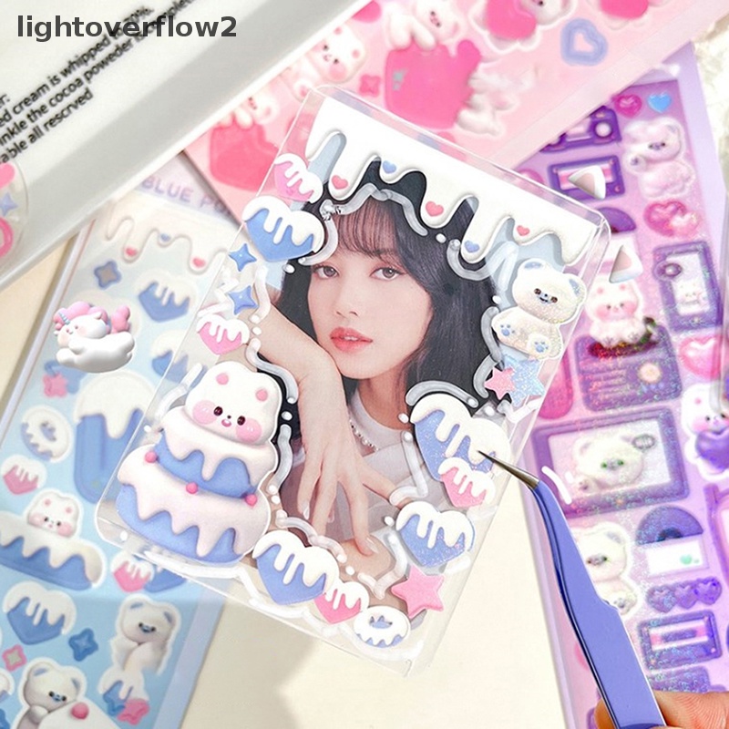 [lightoverflow2] 5pcs/bag Laser 3D Stereo Kartun Stiker Model Lucu Beruang Kecil DIY Buku Pegangan Membuat Papan Klip Bahan [ID]