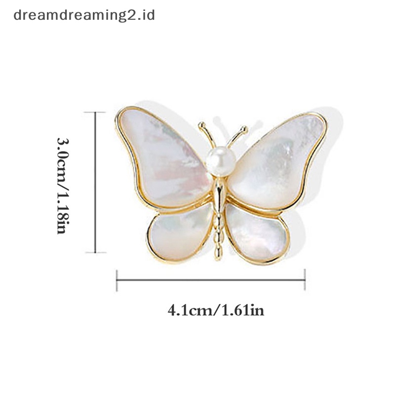 (drea) 1pc Bros Kupu-Kupu Wanita Mutiara Warna Emas Perak Brooch Pin Perhiasan Hadiah//