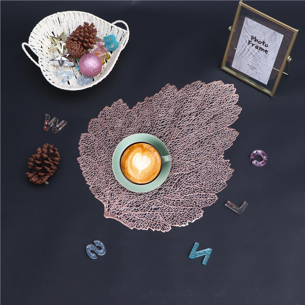 Tatakan Daun Hollow Tekstur Bening Cup Coaster Insulasi Panas Table Pad PVC Cup Mat Dekorasi Untuk Kantor Makan Dapur