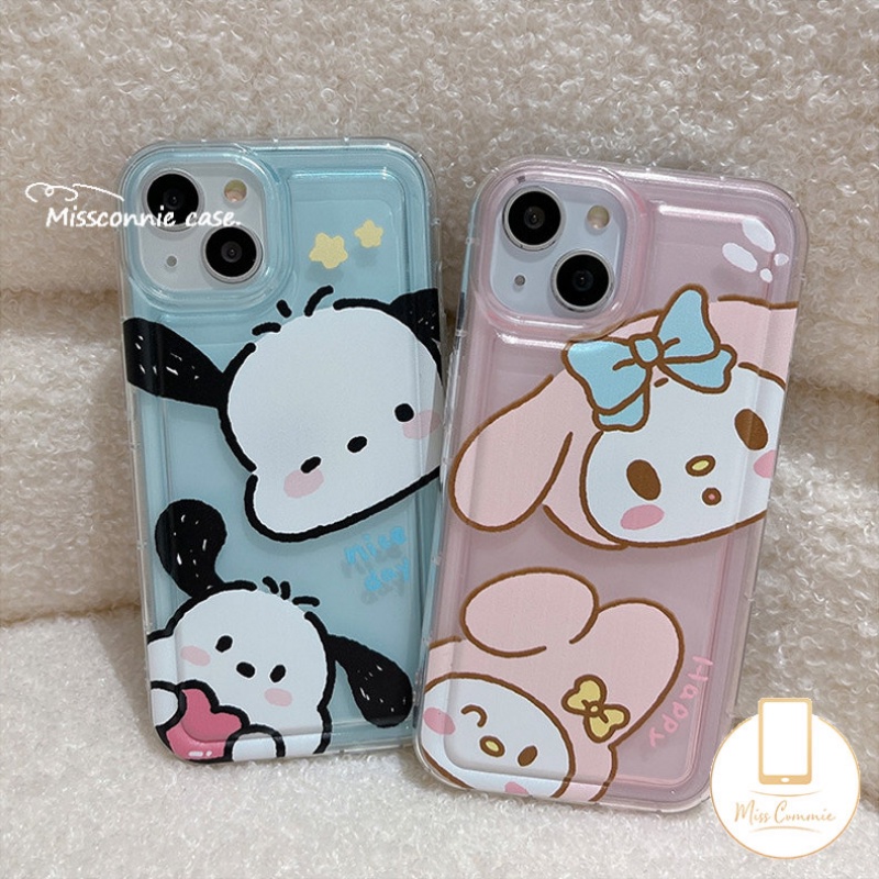 IPHONE Kartun Imut Melody Pochacco Casing Ponsel Kompatibel Untuk Iphone6 6S 7 8 Plus 11 14 13 12 11 Pro MAX 7Plus XR X XS MAX Transparan Shockproof Airbag Lembut Penutup Belakang