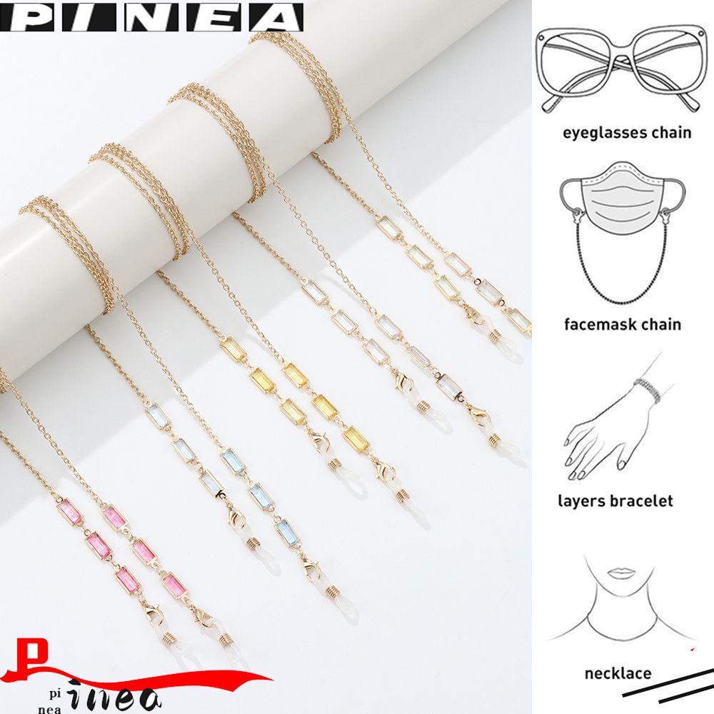 Rantai Kacamata Nanas Aksesoris Kacamata Manik-Manik Kristal Logam Kacamata Cord Holder