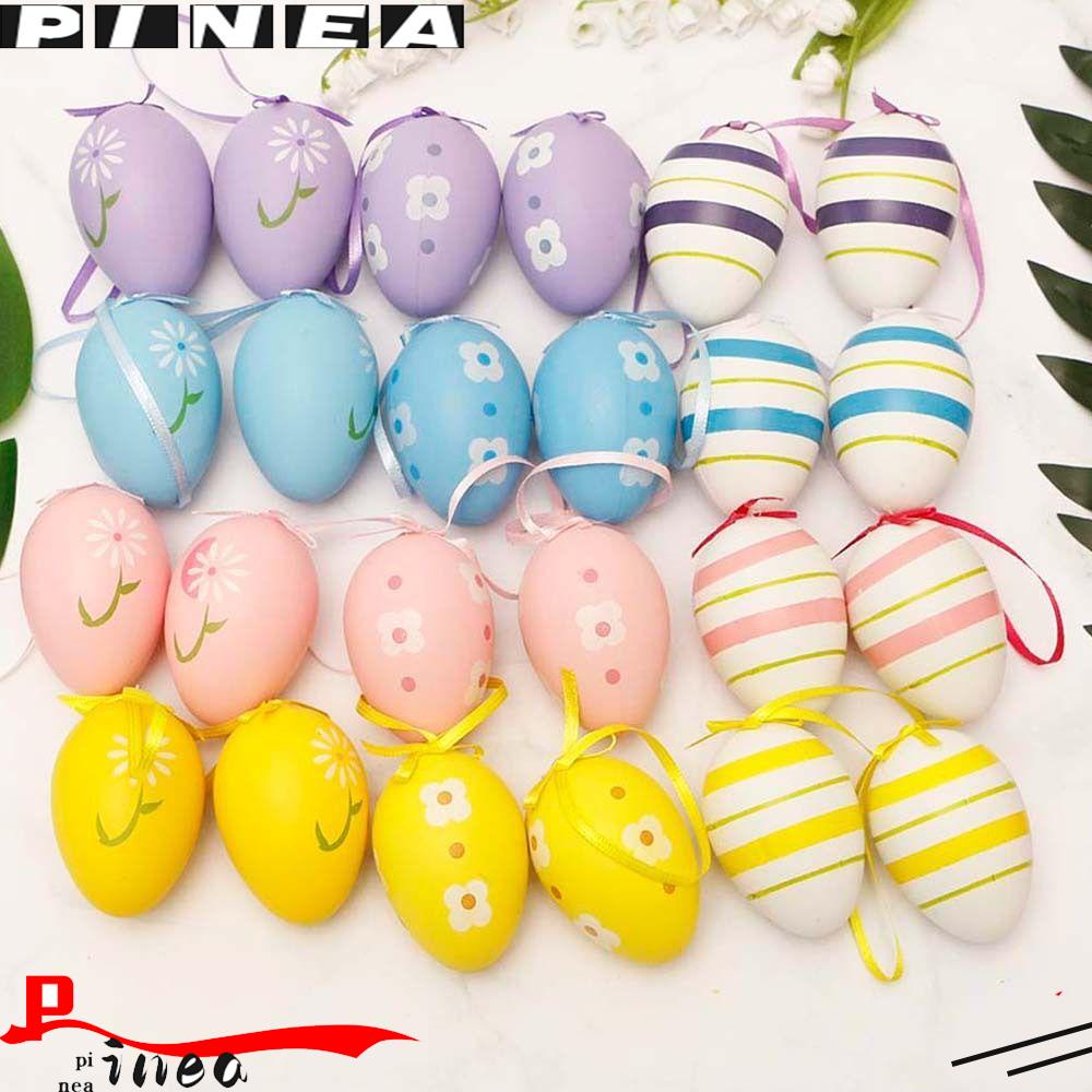 Nanas 24 Pcs Telur Paskah Warna-Warni DIY Kerajinan Perlengkapan Liburan Hiasan Gantung