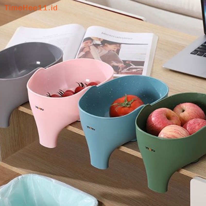 Timehee Online Celebrity Drain Bowl Drain Basket Keranjang Tiris Buah Piring Buah Cuci Sayur ID