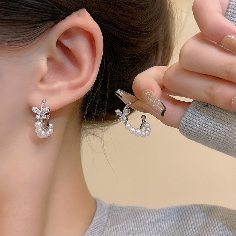 Anting Kupu-Kupu Virorite Telinga Mutiara Perempuan Anting Feminim Anting2023Model Baru