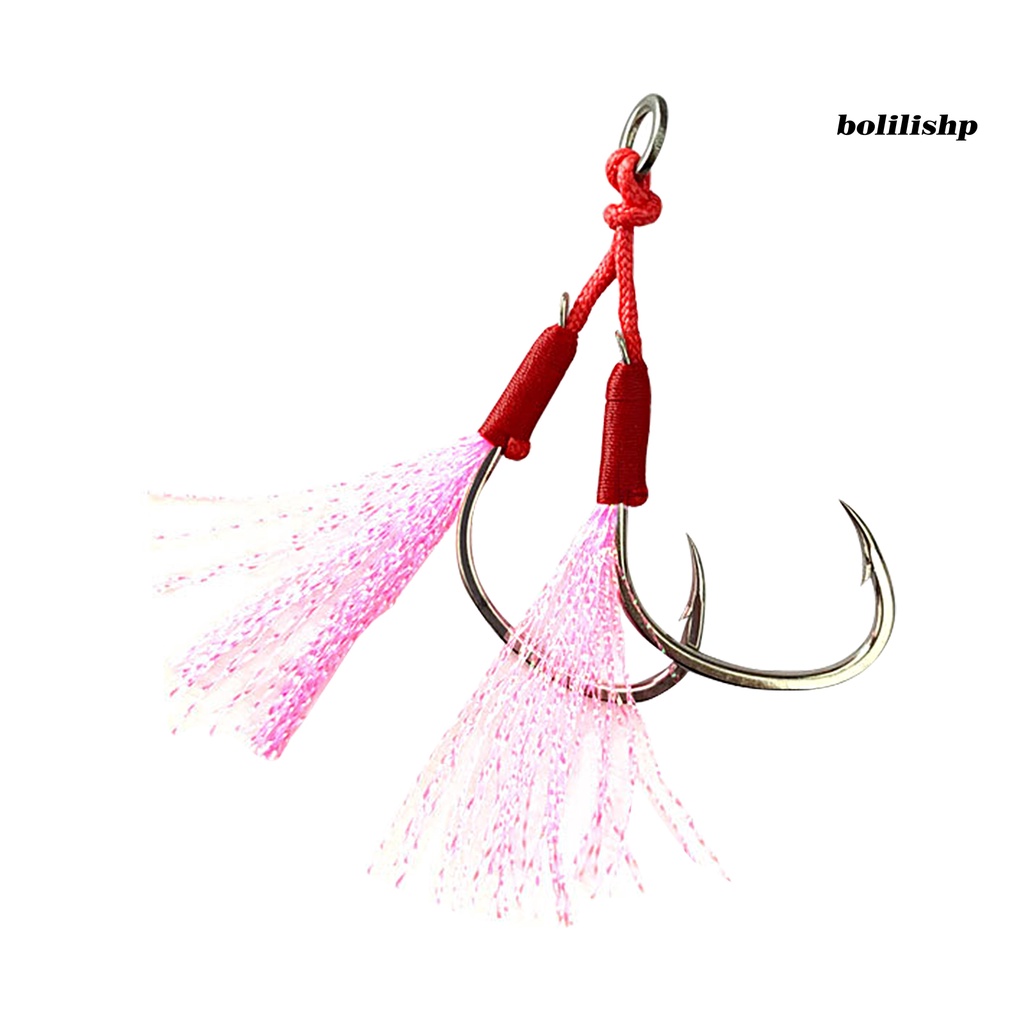 Bo-fishing Hook Garis Dikepang Kekuatan Tinggi Baja Karbon1 /0 2 /0 3 /0 4 /0 Memancing Laut Dual Assist Jigging Circle Hook Angling Supplies