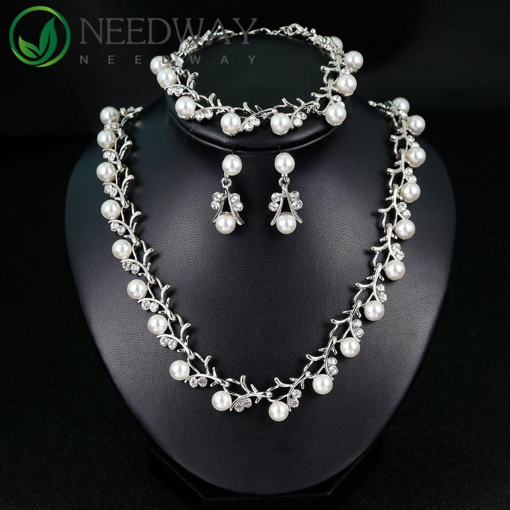 Needway   Perhiasan Pernikahan Pesta Fotografi Alat Fashion Wanita Klavikula Rantai Bridal Kerah Choker Bunga Rumbai Berlian Imitasi Kristal