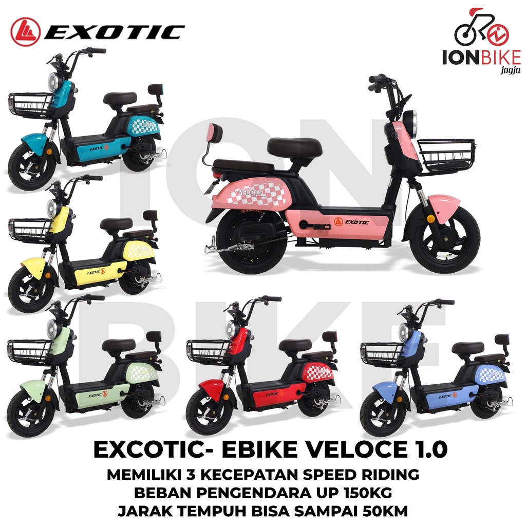 Sepeda Listrik Exotic Veloce 1.0 By Pacific Terbaru 48 Volt 12AH 500 Watt 3 Mode Keyless 48V V AH 50