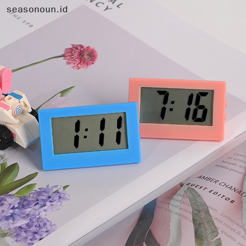 Seasonoun 1pc Kamar Tidur Sederhana Kecil Jam Tangan Elektronik Portable Orang Tua Besar Kata Meja Ujian Siswa Bisu Jam Desktop Mini Rumah LCD Digital.