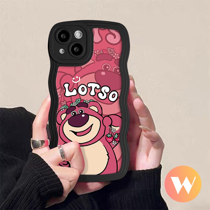 Cartoon Cute Lotso Strawberry Bear Case For Infinix Hot 12 9 11 10 Play Note 10 Pro 12 G96 Hot 11s 10s 10Lite 20 10 20s 8 9 12i 12 Pro Smart 4 5 6 Plus Soft Tpu Wavy Edge Cover