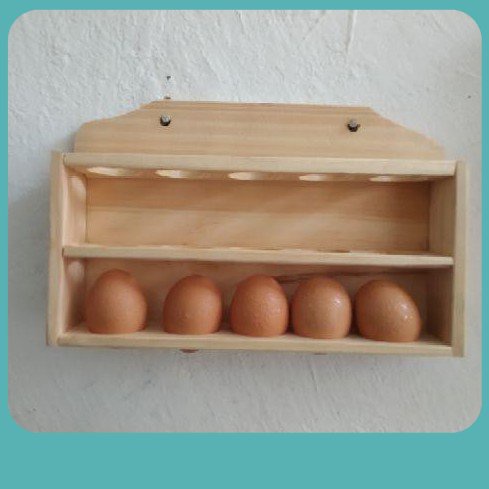 Tempat telur wadah telur kayu/ rak gantung/ rak bumbu/ rak telur murah praktis efektif