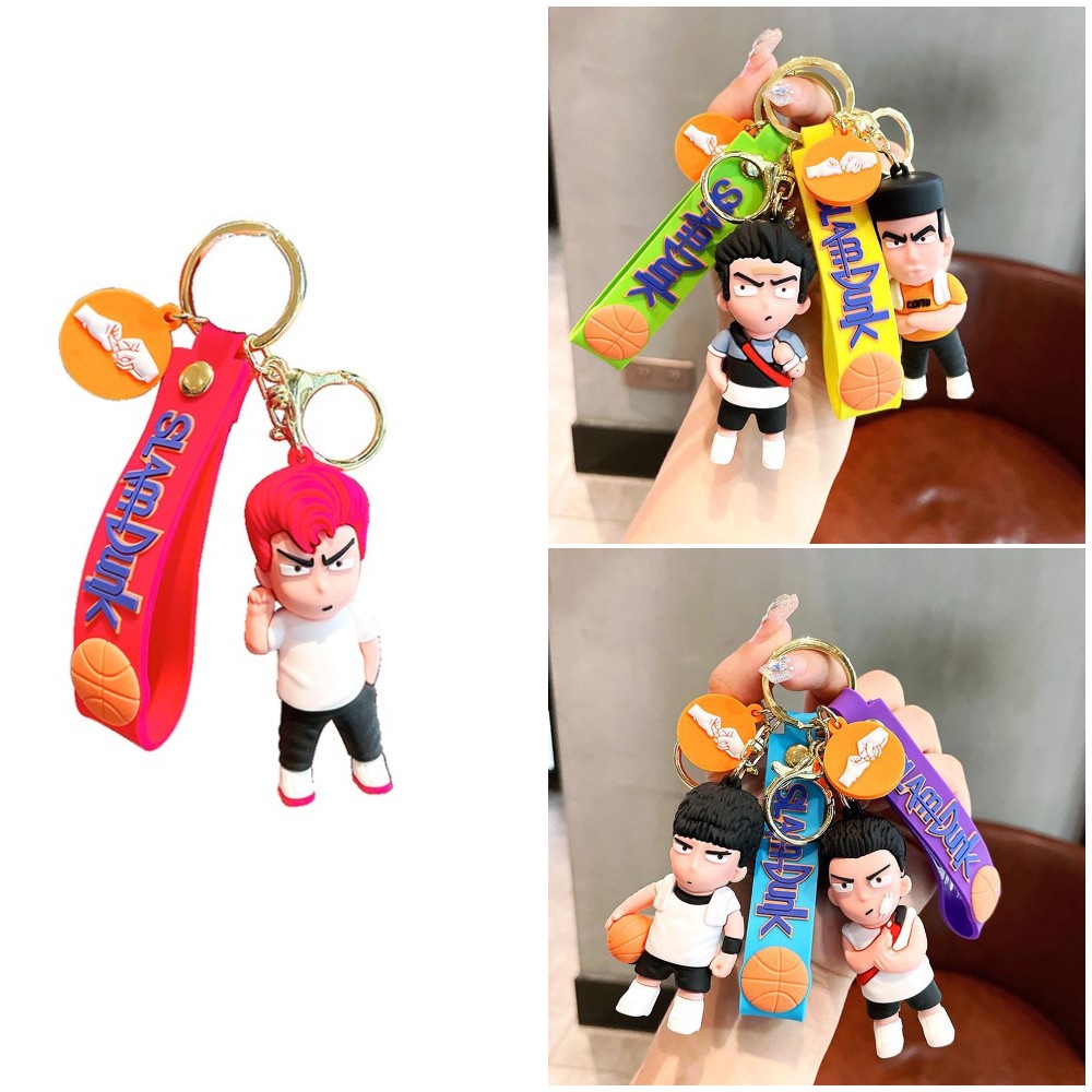 Slam Dunk Ahli Gantungan Kunci Mobil Laki-Laki Kreatif Sakura Bunga Jalan Berbunga Kawa Maple Mitsui Shou Tas Liontin Kartun Logam Keyring Hadiah Teman