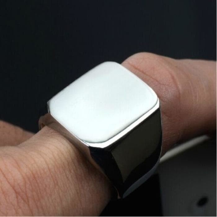 Cincin Titanium Karakter Hitam Polos Untuk Pria Biker - Super Keren - Putih, 7