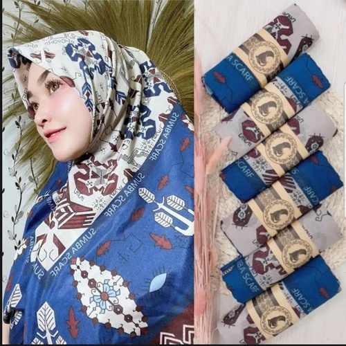 Karimake Hijab / Kerudung Segi Empat Voal Premium Printing Motif Paisley Perfection Laser Cut 110 x 110