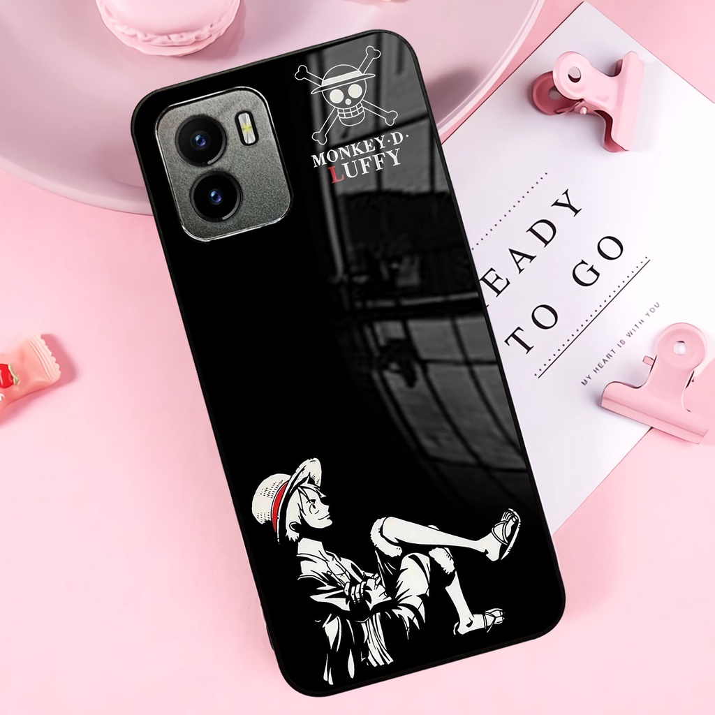 Case Glossy Vivo | Y15s | Y01 | Casing Kilau Hp | Motif Anime One Piece Luffy Black