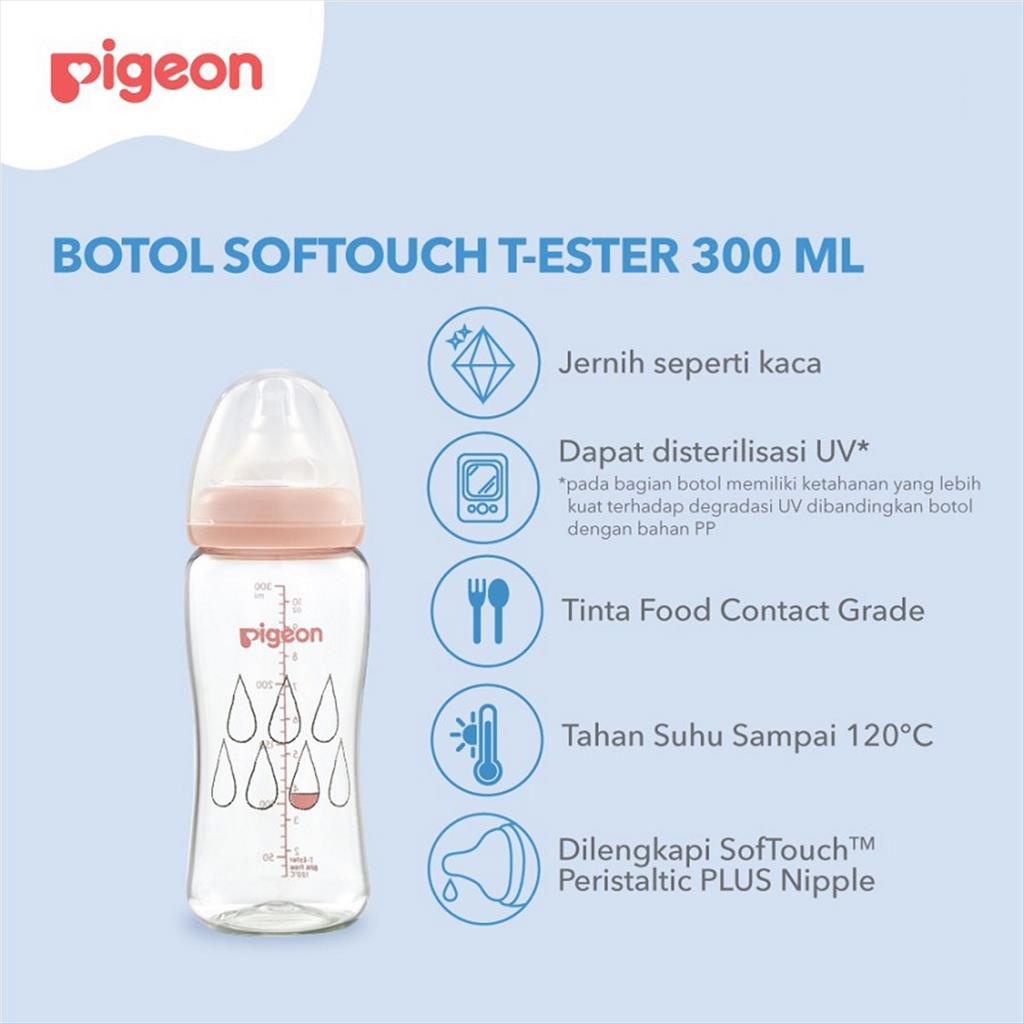 PIGEON T-Ester Wide Neck 300ml Bottle Peristaltic Light Orange Cap