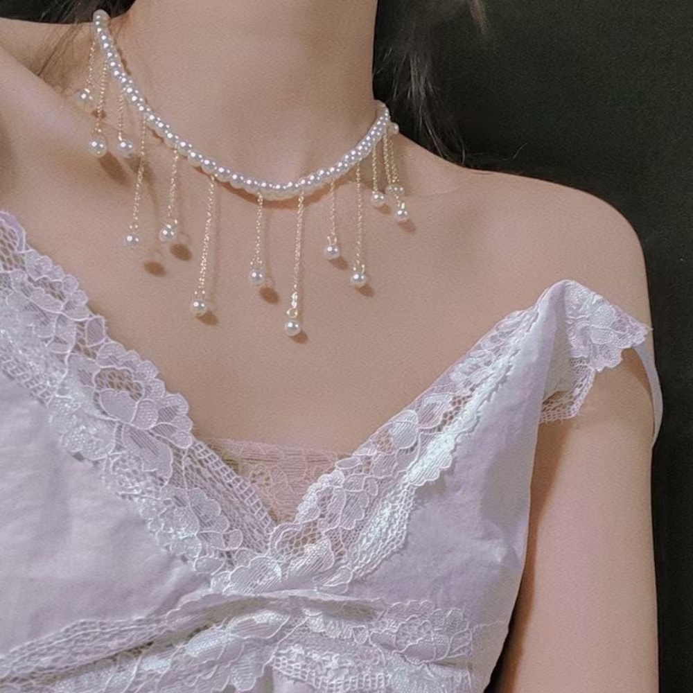 Deartiara Temperamen Rumbai Kalung Mutiara Untuk Wanita Gaya Baru, Desain Gaya Kecil, Manik-Manik Kerah Rantai Neckchain