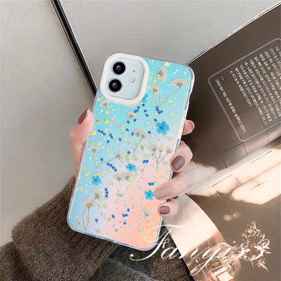 Compatible For IPhone 14 13 12 11 Pro Max X XR Xs Max 8 7 Plus SE 2020 Kompatibel Untuk Layar Penuh Dandelion IMD Laser Gradiasi Ponsel Case TPU Lembut Shockproof Cover Pelindung