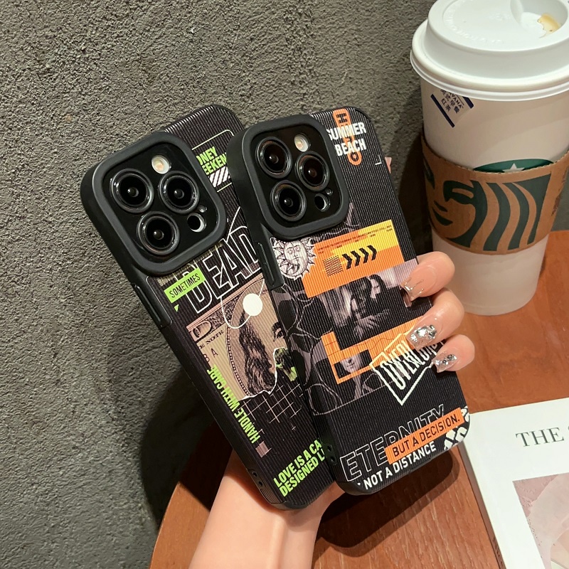 Untuk iPhone Case14 13 12 11 Pro Max X XR XS Max7 8 Plus Retro Tekstur Vertikal Pelindung Kulit Soft case