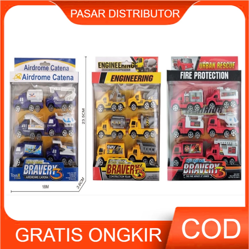 Mainan Anak BRAVERY Diecast Construction Mainan Diecast Truk Konstrusi