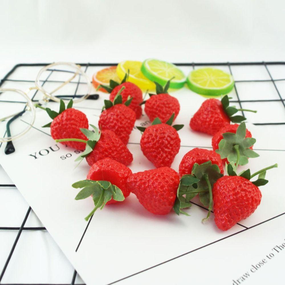 R-FLOWER 20pcs Artificial Strawberry Plastik Dekorasi Pernikahan Natal Mainan Anak