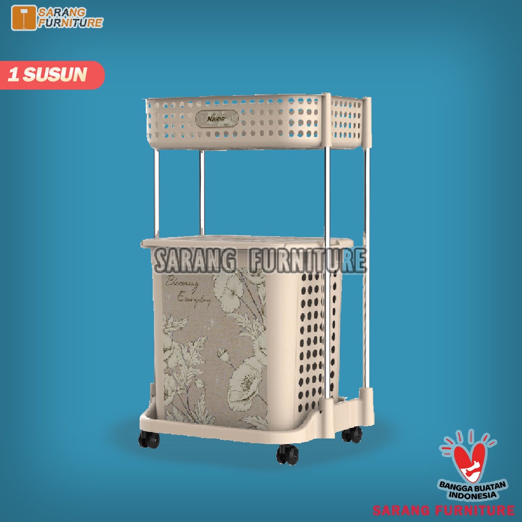 Jumbo! Laundry Basket Stainless Steel Rak Keranjang Baju Kotor Naiba Emerald Keranjang Baju Laundry Bag Original