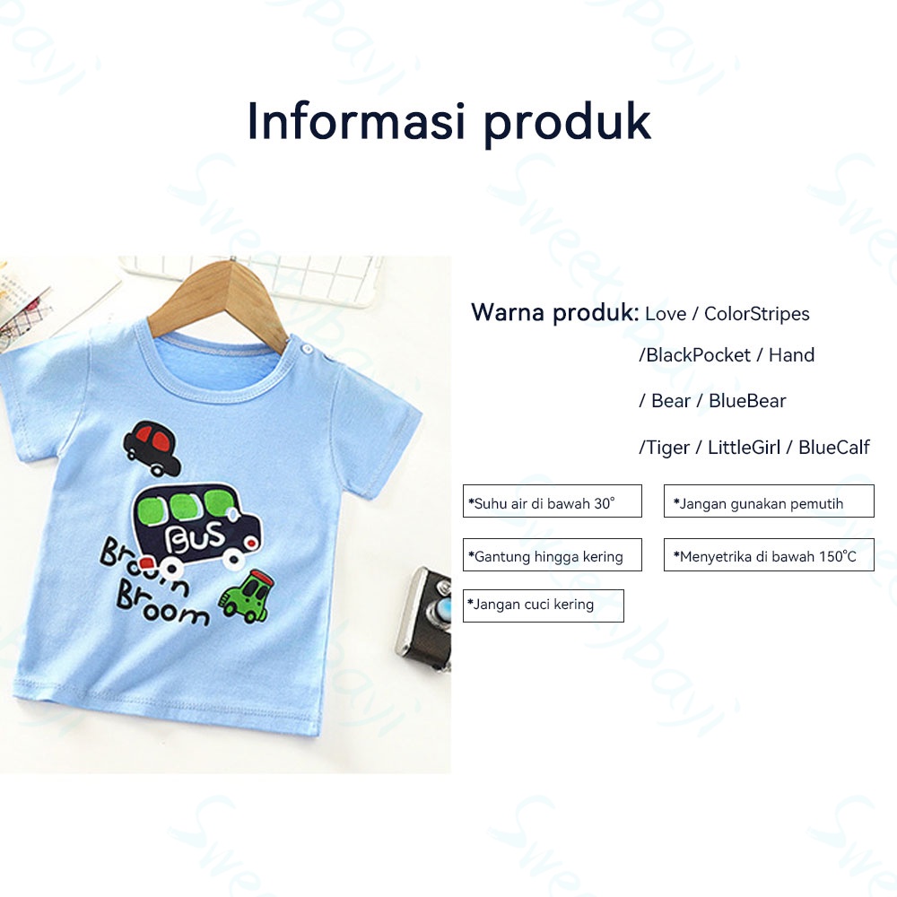 SweetyBayi Kaos anak laki laki perempuan Baju atasan anak lengan pendek karakter