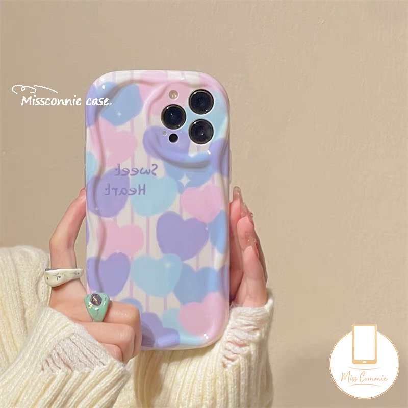 Ins Tinta Lukisan Cat Minyak Cinta Hati Casing Untuk Realme C25 C25Y C33 C35 C21Y C55 C53 C20A5 6 5S 5i 7i C11 C25s C15 C3 C20 C30 C21 C11 2021 C12 C31 C17 3D Wavy Curved Edge Soft Case