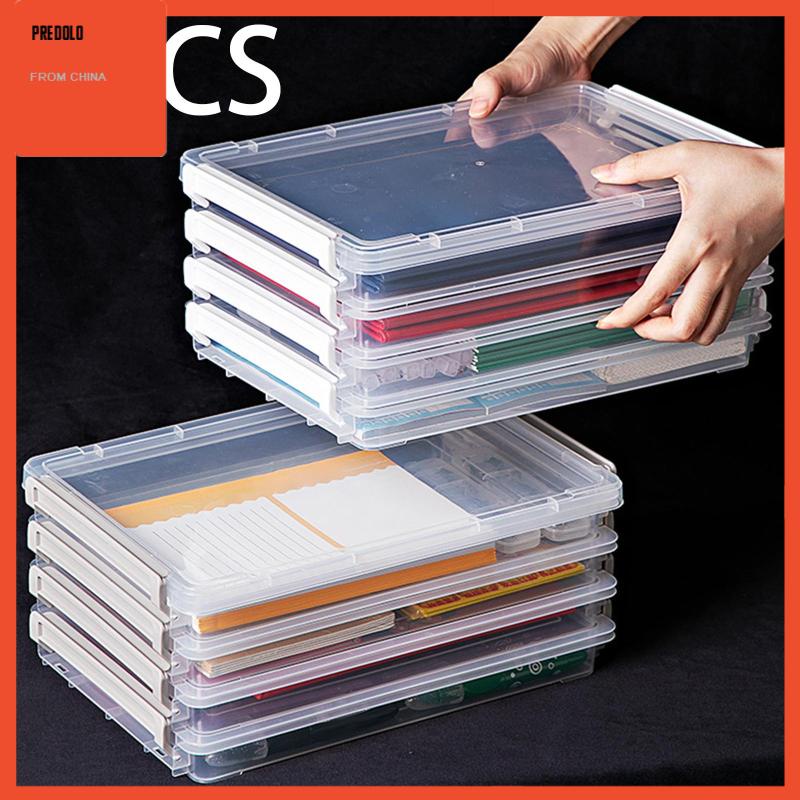 [Predolo] Desk Paper Organizer Kotak Penyimpanan File Portable Stackable Untuk Travel Personal