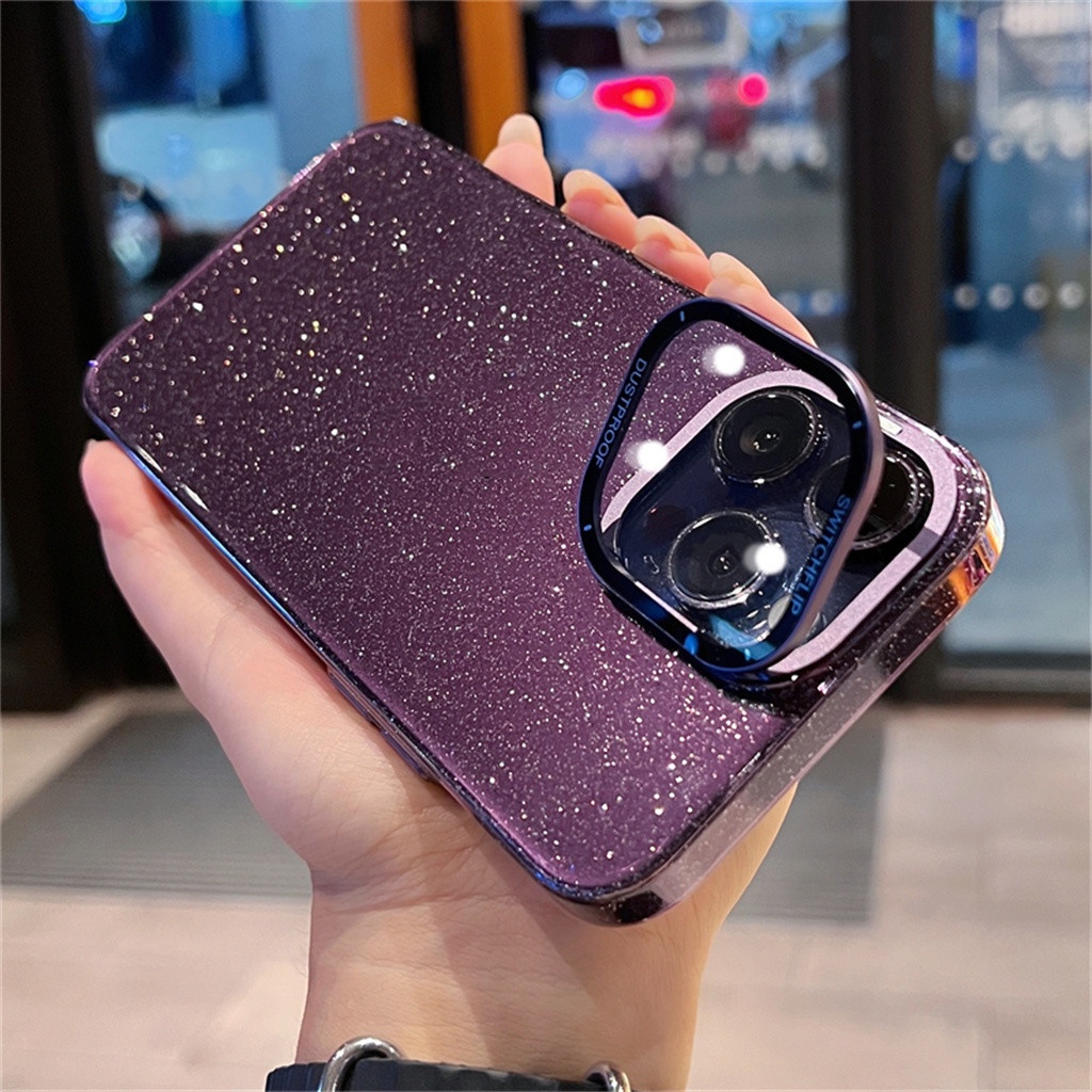 Kamera Perlindungan Lensa strand case iPhone 14 Pro Max case Dengan bracket case Iphone12 13 Pro Max14 plus case Mewah Kedip Perlindungan shock Transparan hard back