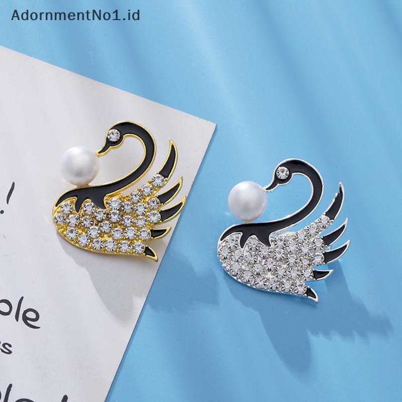 [AdornmentNo1] Fashion Mutiara Swan Bros Pin Untuk Wanita Pakaian Coat Lapel Pin Dekorasi Perhiasan Hadiah [ID]