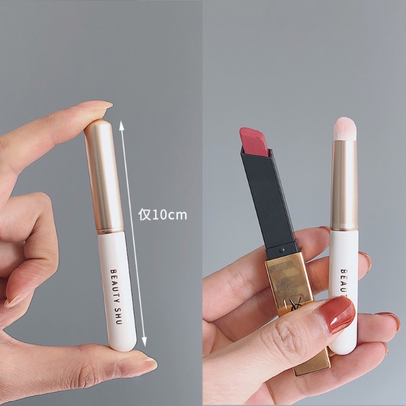 Kuas Lipstik Peledak Dengan Penutup Kuas Bibir Lip Glaze Smudge Brush Portable Smudge Gagang Pendek Kuas Lipstik Mini Dengan Penutup Kepala Bulat Lembut