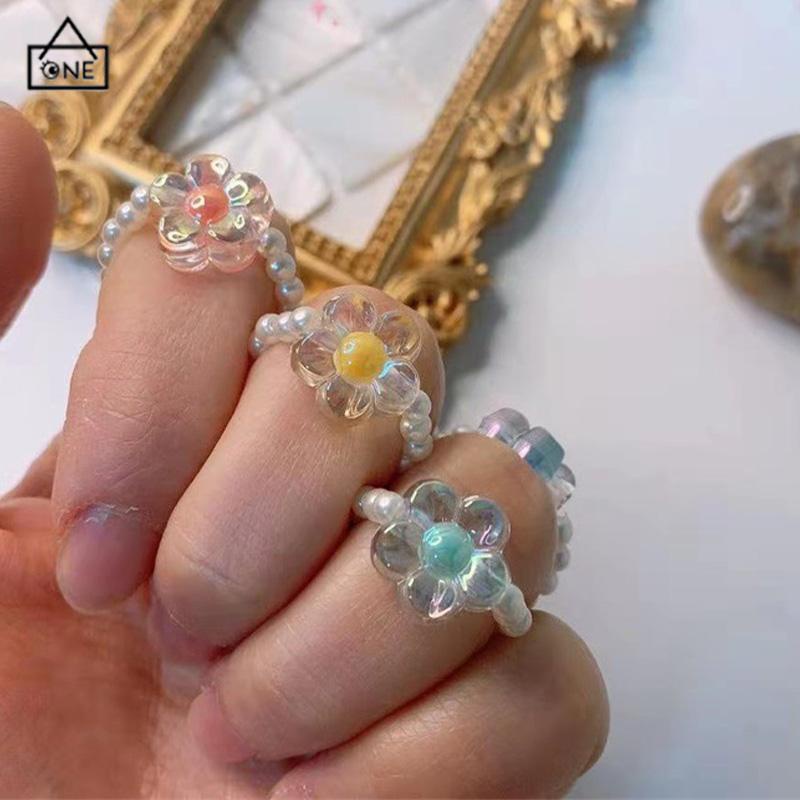 COD❤️Cincin Wanita Mutiara Pasangan Jari Telunjuk Kepribadian Serbaguna Untuk Ring Fashion-A.one